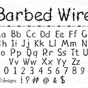 Fil de fer barbelé Police Fil de fer barbelé Lettres Police épaisse Fil barbelé Police Barbelé Alphabet Fil barbelé Police vectorielle