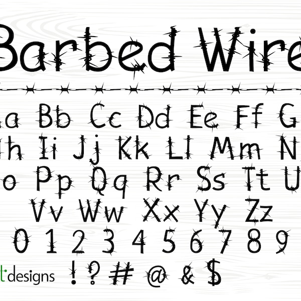 Barbed Wire Font Barbed Wire Letters Font Thick Barbed Wire Font Barbed Font Barbed Wire Alphabet Barbed Wire Vector Font