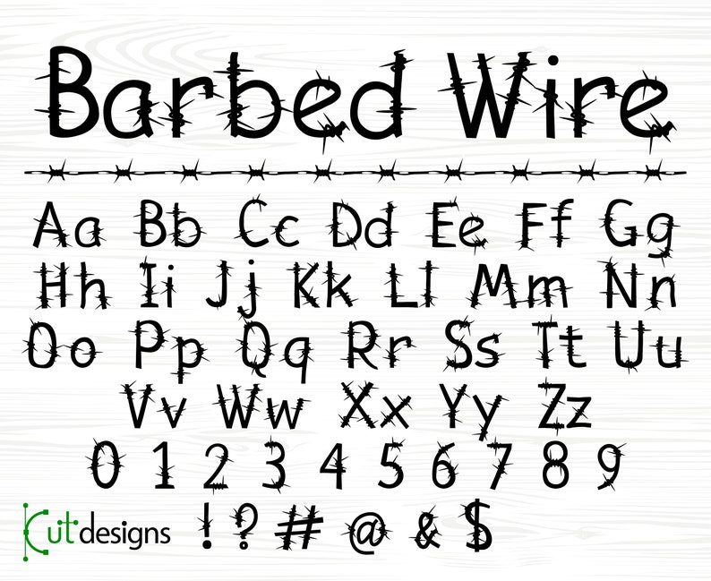 Barbed Wire Font Barbed Wire Letters Font Thick Barbed Wire Font Barbed