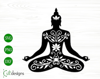 Buddha Svg Buddha Svg Png Dxf Files for Cricut Silhouette Glowforge Buddha Cut Files Yoga Buddha Svg Buddha Meditation Svg Yoga Poses Svg