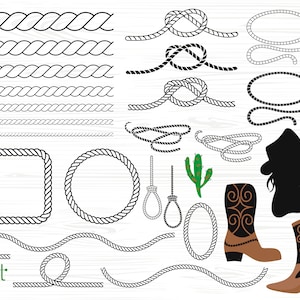 Lasso SVG, Lasso Seil, Cowboy Lasso, Cowboystiefel, Seil, Cowgirl, Seil, Rahmen, Seil, Bordüre, Seil, Monogramm, Seil, Cricut