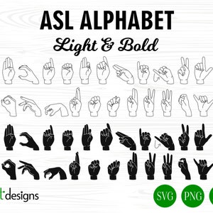 American Sign Language Svg ASL Svg Sign Language Hand Sign Language Svg Png Dxf for Cricut SIlhouette Glowforge Deaf Font Deaf Hand Signals