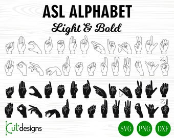 American Sign Language Svg ASL Svg Sign Language Hand Sign Language Svg Png Dxf for Cricut SIlhouette Glowforge Deaf Font Deaf Hand Signals