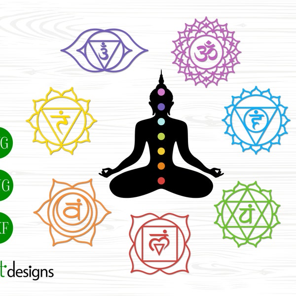 Chakra Svg Chakra Symbols Svg Buddha Svg Chakra Symbols Svg Dxf Png Files for Cricut Silhouette Glowforge Yoga Meditation Svg