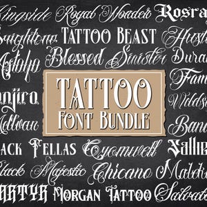 Fuentes para tatuajes Procreate, fuentes para tatuajes, fuentes góticas, letras para tatuajes, fuentes Cricut, fuentes caligráficas, letras para tatuajes, tatuajes manuscritos TTF OTF