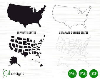 Verenigde Staten Kaart Svg Png Dxf Verenigde Staten Overzicht Svg VS KaartBestanden Voor Cricut Silhouet Glowforge Amerika Kaart Svg Verenigde Staten Kaart Decal Outline