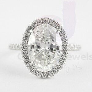 Oval Lab Created Diamond Engagement Ring, IGI Certified Diamond Halo Wedding Ring, Anniversary Gift for Women, Oval Cut Diamond Ring for Her