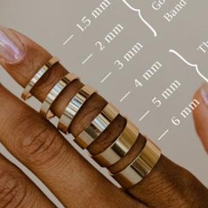 14k Solid Yellow Gold Flat Wedding Band • POLISHED • COMFORT FIT • Classic Wedding Rings for Men and Women • Plain Simple Wedding Band Ring