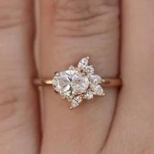 Ost West Oval Solitär Ring, Oval Lab Zucht Diamant Verlobungsring, DE/VS1 Diamant Ring, Ring für Frauen, Jubiläum Geschenk Ring