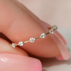 Distance Pave Round Diamond Eternity Band for Engagement Ring, Lab Grown Diamond Floating Bubble Band, Anniversary Gift Ring for Wome