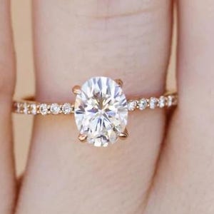 2.0 CT Oval Cut Lab gewachsen Diamant Verlobungsring, Lab erstellt DE / VS1 Diamant Ring, Pave Band / versteckten Heiligenschein, Jahrestag Geschenk Ring für Sie