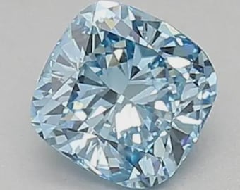 Fancy Vivid Blue Diamond, 2.00 CT Cushion Cut Blue Lab Grown Diamond, Custom Engagement Ring, Anniversary/Birthday Gift, Diamond for Women