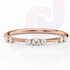 Floating Bubble Distance Diamond Wedding Band, Round Lab Grown Diamond Band, Half Eternity Band for Women, Stackable Band, Anniversary Gifts