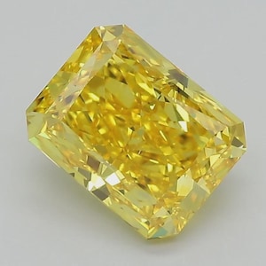 2.00CT Yellow Lab Grown Diamond, Radiant Cut Fancy Vivid Yellow Color, Yellow Diamond for Engagement Ring, Fancy Color Diamond for Women