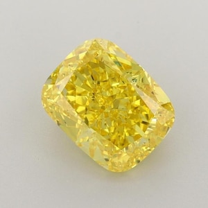 Länglicher Kissenschliff Gelber Diamant im Labor Anbau, 2.0 CT Fancy Vivid Gelb Labor gewachsener Diamant, individueller Verlobungsring, Farbdiamant für Sie