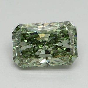 2.00 CT Green Lab Grown Diamond, Radiant Cut Fancy Intense Green Color, Green Diamond for Engagement Ring, Fancy Color Diamond for Women