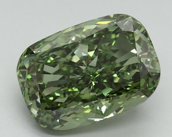 Elongated Cushion Cut Lab Grown Fancy Intense Green Diamond for Custom Jewelry, Lab Grown Diamond, Certified Diamond for Engagement Ring
