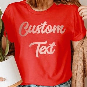 Custom Text T-Shirt | Personalized Rose Gold Script | Birthday Gift Wedding Bride Squad Hen Party image 7