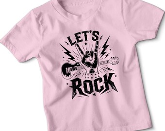 Kids Let's Rock T-Shirt: Rockstar Guitar Band Tee for Boys Girls