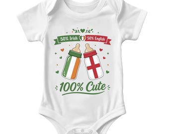 Body de bebé irlandés/inglés 50/50 para aficionados al rugby y al fútbol, ropa para niños y niñas.