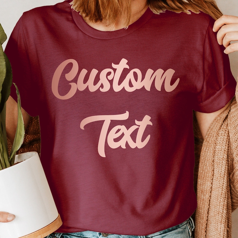 Custom Text T-Shirt | Personalized Rose Gold Script | Birthday Gift Wedding Bride Squad Hen Party image 4