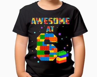 Personalized Building Blocks Birthday Tee: Kids Bricks Theme T-Shirt