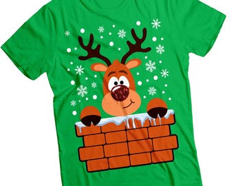 Camiseta navideña divertida con renos para hombre y mujer, n.° MC