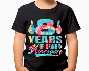Custom 8th Birthday T-Shirt: Colorful Tie-Dye Design