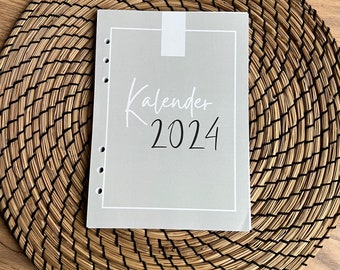 Kalender 2024 Kalendereinlagen - A5 Einlagen Kalender - 6fach gelocht - Eine Woche auf Zwei Seiten - Dicke Seiten