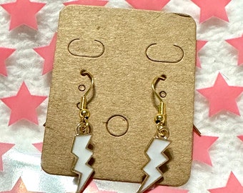 Colored dangling lighting bolt earrings