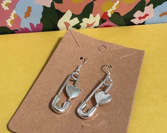 adorable heart pin earrings