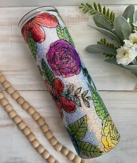 Alcohol Ink Tumbler, Mother Day Gif, Personalized Custom Epoxy Cup,  Birthday Gift for Wife, Skinny Tumbler.