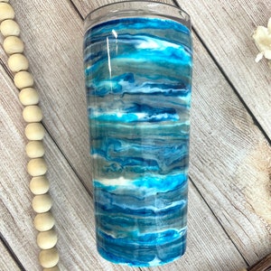 Father&#39;s Day Tumbler, Alcohol ink Tumbler, Gift for Him, Personalized Custom Epoxy Cup, Skinny Tumbler, Birthday Gift for him.