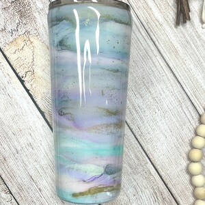 Alcohol Ink Tumbler, Personalized Custom Epoxy Cup, Birthday Gift for Wife, Skinny Tumbler.