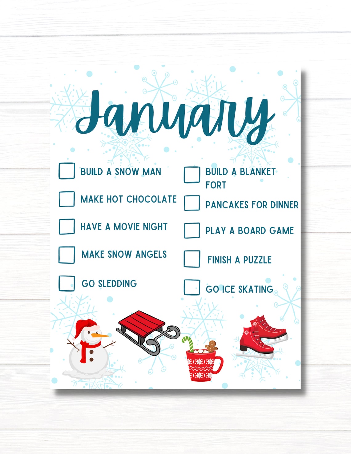 January Bucket List Printable Winter Bucket List Printable Etsy