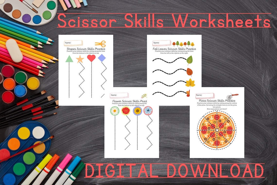 Scissor Skills Practice Worksheets Set of 7 Printable Pages - Etsy
