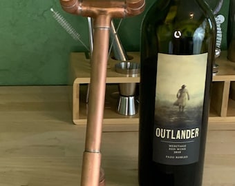 Copper Pipe Wine Bottle Holder Displays 1 Wine Bottle Copper Art Copper Wine Rack Handcrafted Wine Rack