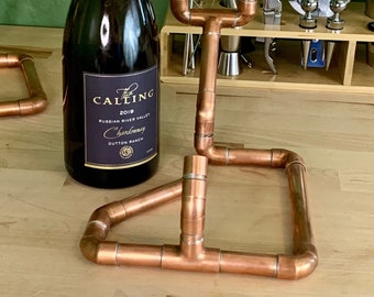 Copper Pipe Wine Bottle Holder Displays 1 Wine Bottle Copper Wine Rack Handcrafted Wine Display
