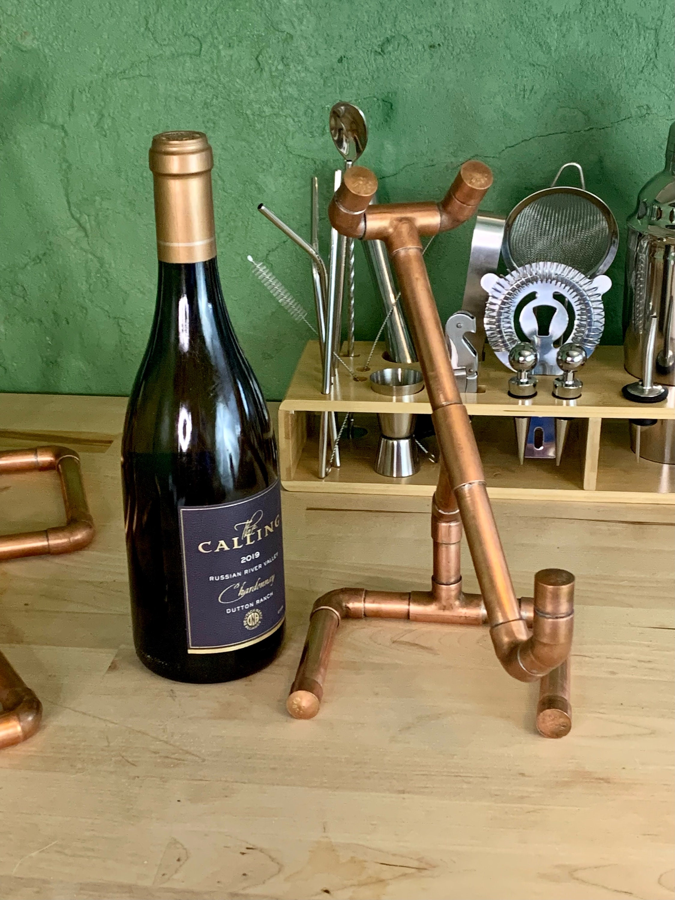 Wine Rack Copper Pipe Wine Bottle Holder Displays 1 Wine Bottle Copper ...