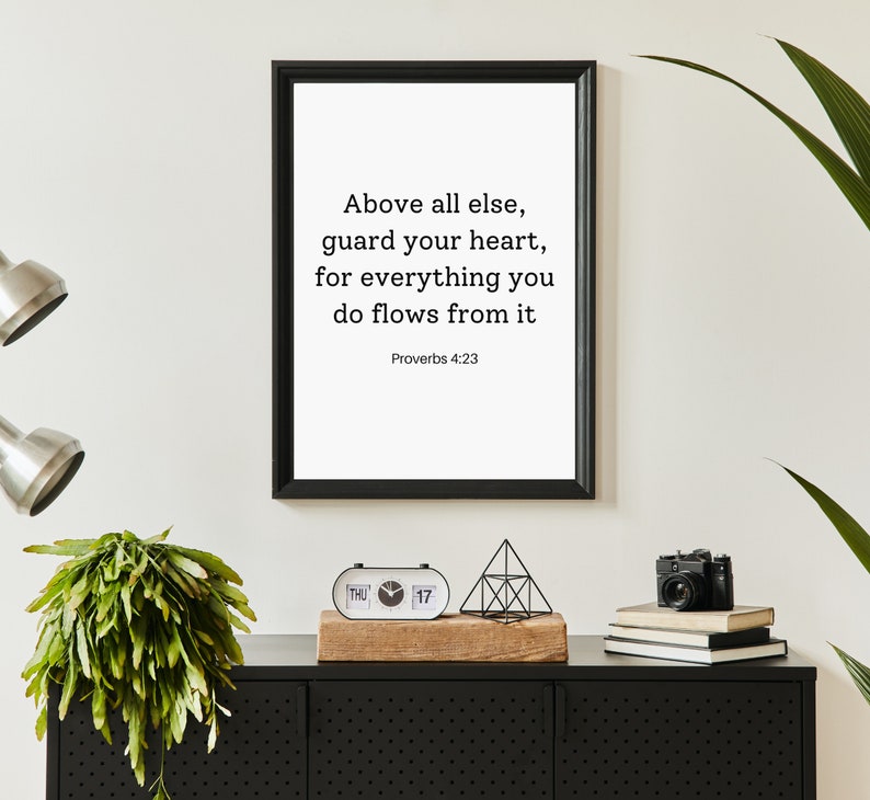 Proverbs 423 Guard Your Heart Bible Verse Print Bible Verse Etsy