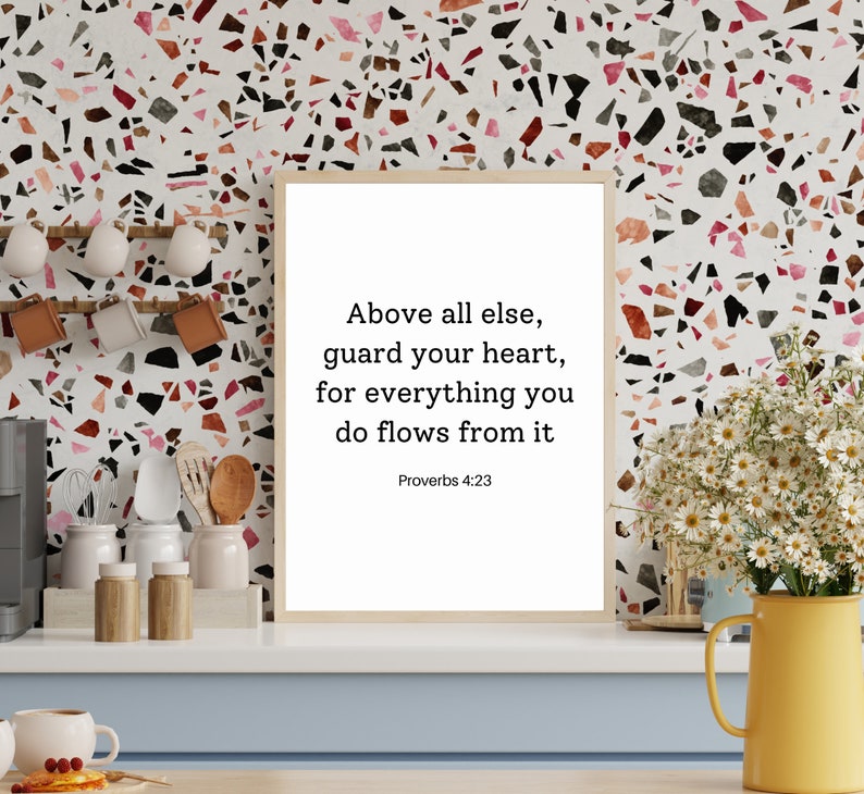 Proverbs 423 Guard Your Heart Bible Verse Print Bible Verse Etsy