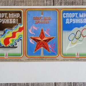 Affiche vintage originale en carton des Jeux olympiques du sport soviétique à Moscou 1980 #2