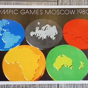 Affiche vintage originale en carton des Jeux olympiques du sport soviétique à Moscou 1980 #5