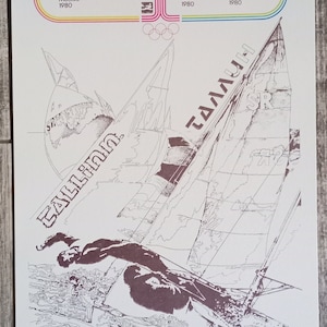 Original Vintage Karton Poster Sowjetische Sportolympiade Moskau 1980 #29