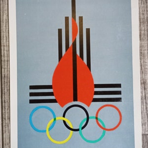 Cartel de cartón vintage original Juegos Olímpicos deportivos soviéticos Moscú 1980 #12