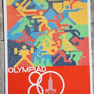 Originales Vintage-Kartonplakat der sowjetischen Olympischen Sportspiele Moskau 1980 Nr. 30