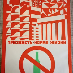 Póster soviético original vintage Propaganda antialcohol URSS n.º 9