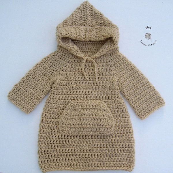 CROCHET PATTERN - Hoodie Baby Dress | Crochet Baby Dress | Baby Girl Clothes | Baby Photo Prop | Sizes 0-3 | 3-6 | 6-9 | 9-12 months