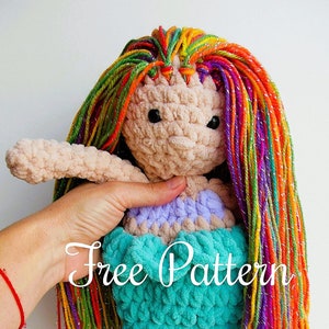 CROCHET PATTERN - Mermaid Lovey, Mermaid Snuggler, Crochet Stuffed Doll, Amigurumi Mermaid Design, DIY Plush Toy, Easy Free Beginner Pattern