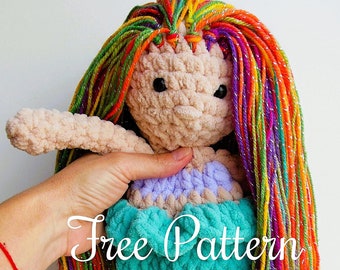 CROCHET PATTERN - Mermaid Lovey, Mermaid Snuggler, Crochet Stuffed Doll, Amigurumi Mermaid Design, DIY Plush Toy, Easy Free Beginner Pattern